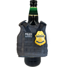Load image into Gallery viewer, GB2-002 CBP Officer OFO Field Operations Tactical Beverage Bottle or Can Cooler Vest with removable patches perfect gift for Challenge Coin collectors