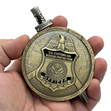 Load image into Gallery viewer, EL4-018 CBP officer Field Ops Shield with removable Sword Challenge Coin Set Field Operations CBPO