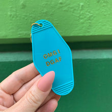 Load image into Gallery viewer, OMG I DGAF Motel Keychain in Aqua Blue