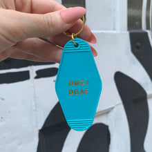 Load image into Gallery viewer, OMG I DGAF Motel Keychain in Aqua Blue