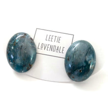 Load image into Gallery viewer, Galaxy Blue Marbled Oval Button Stud Earrings