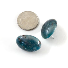 Load image into Gallery viewer, Galaxy Blue Marbled Oval Button Stud Earrings