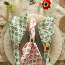 Load image into Gallery viewer, Sparkle bee napkin rings, emerald, set of two