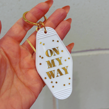 Load image into Gallery viewer, On My Way White Motel Keychain Key Tag | Acrylic