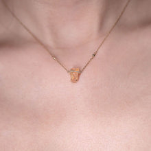 Load image into Gallery viewer, One-of-Kind Mexican Fire Opal &amp; Diamond Sapphire Necklace 18K Yellow Gold