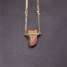 Load image into Gallery viewer, One-of-Kind Mexican Fire Opal &amp; Diamond Sapphire Necklace 18K Yellow Gold