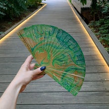 Load image into Gallery viewer, One of a Kind Hand Painted Marbled Wooden Fans - 15 Styles