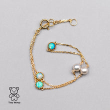 Load image into Gallery viewer, Minimalist Australian Solid Opal &amp; Pearl Bracelet 18k Yellow Gold