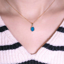 Load image into Gallery viewer, Minimalist Doublet Opal Diamond Pendant Necklace 14k Yellow Gold