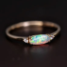 Load image into Gallery viewer, Opal Fossil Shell Diamond Engagement Ring 14K Yellow Gold