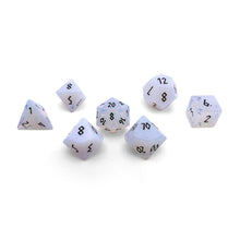 Load image into Gallery viewer, Opalite - Black Font 7 Piece RPG Set Gemstone Dice