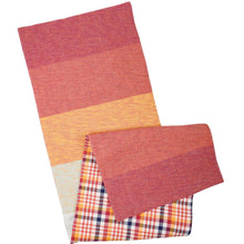 Load image into Gallery viewer, Orange Multi Plaid Table Runner | Double-sided Checkered Stripe Cotton Mat | 56" x 15"