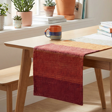 Load image into Gallery viewer, Orange Multi Plaid Table Runner | Double-sided Checkered Stripe Cotton Mat | 56" x 15"