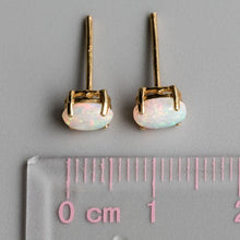 Load image into Gallery viewer, Oval Shaped Australian Solid Opal Stud Earrings 14K Yellow Gold