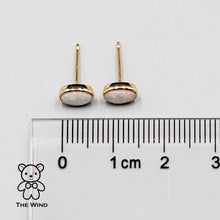 Load image into Gallery viewer, Minimalist Oval Shaped Solid Opal Stud Earrings 14K Yellow Gold