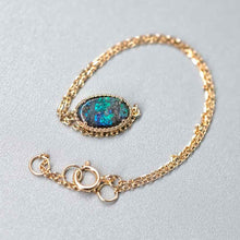 Load image into Gallery viewer, Oval Shaped Australian Boulder Opal Bracelet in 18K Yellow Gold