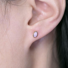 Load image into Gallery viewer, Minimalist Oval Shaped Solid Opal Stud Earrings 14K Yellow Gold