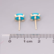 Load image into Gallery viewer, Oval Shaped Turquoise Stud Earrings 14k Yellow Gold