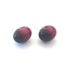 Load image into Gallery viewer, Deep Red Moonglow Oval Bulb Stud Earrings