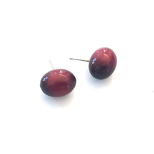 Load image into Gallery viewer, Deep Red Moonglow Oval Bulb Stud Earrings