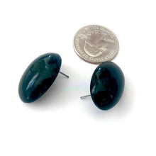 Load image into Gallery viewer, Black Shiny Oval Lucite Stud Earrings