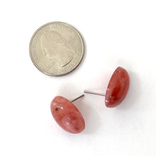 Load image into Gallery viewer, Raspberry Peach Marbled Oval Button Stud Earrings