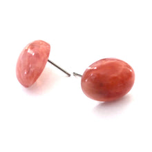 Load image into Gallery viewer, Raspberry Peach Marbled Oval Button Stud Earrings