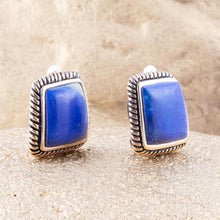 Load image into Gallery viewer, Roped Blue Lapis Golden Clip Earrings