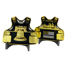 Load image into Gallery viewer, AA-002 Philly CBP Police Body Armor Thin Blue Line Flag Challenge Coins Philadelphia Liberty Bell Border Patrol Field Ops
