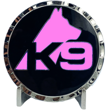 Load image into Gallery viewer, BL7-008 K9 Thin Pink Line Challenge Coin Fist Paw Bump Breast Cancer Awareness Police