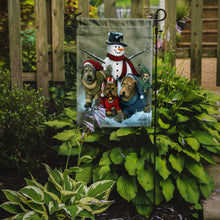 Load image into Gallery viewer, Gather your Friends Snowman with Dogs Garden Flag - Outdoor Decorative Yard Flag