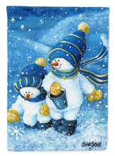 Load image into Gallery viewer, Gathering Snowflakes Snowman Garden Flag – Decorative Outdoor Yard Flag PJC1011GF