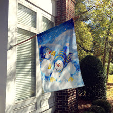 Load image into Gallery viewer, Snow babies At Play Snowman Flag Canvas House Size PJC1017CHF