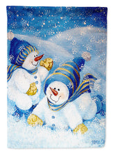 Load image into Gallery viewer, Snow babies At Play Snowman Flag Canvas House Size PJC1017CHF