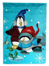 Load image into Gallery viewer, Somethin's Fishy Christmas Penguin Garden Flag - Outdoor Decorative Yard Flag PJC1020GF