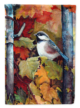 Load image into Gallery viewer, Fence Sitter Chickadee Garden Flag - Outdoor Decorative Yard Flag