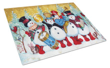 Load image into Gallery viewer, Snowmen Strike up the Band Glass Cutting Boards – Durable, Decorative Kitchen Art Large PJH3002LCB