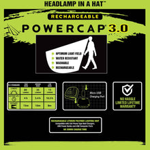 Load image into Gallery viewer, POWERCAP 3.0 LED Lighted Rechargeable Headlamp 4-Pack Hats