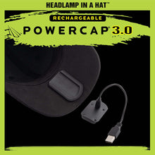 Load image into Gallery viewer, POWERCAP 3.0 Rechargeable LED Lighted Headlamp Hats and IPX4 Rating - One Size