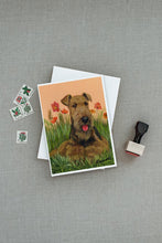 Load image into Gallery viewer, Airedale Terrier Poppies Greeting Cards -  Blank Note Cards – 8-Pack of Artist-Designed Cards with Envelopes