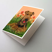 Load image into Gallery viewer, Airedale Terrier Poppies Greeting Cards -  Blank Note Cards – 8-Pack of Artist-Designed Cards with Envelopes