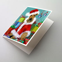 Load image into Gallery viewer, Airedale Santa Christmas Greeting Cards -  Blank Note Cards – 8-Pack of Artist-Designed Cards with Envelopes