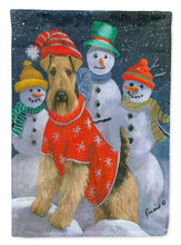 Load image into Gallery viewer, Airedale Snowpeople Christmas Flag Canvas House Size PPP3005CHF