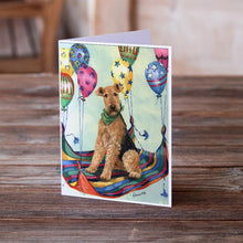 Load image into Gallery viewer, Airedale High Flyer Greeting Cards -  Blank Note Cards – 8-Pack of Artist-Designed Cards with Envelopes