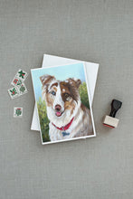 Load image into Gallery viewer, Australian Shepherd Scarlet Greeting Cards -  Blank Note Cards – 8-Pack of Artist-Designed Cards with Envelopes