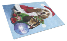 Load image into Gallery viewer, Basset Hound Santa Christmas Glass Cutting Boards – Durable, Decorative Kitchen Art Large PPP3012LCB