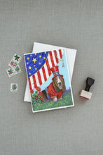 Load image into Gallery viewer, Basset Hound USA Greeting Cards -  Blank Note Cards – 8-Pack of Artist-Designed Cards with Envelopes