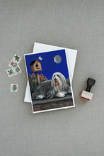 Load image into Gallery viewer, Bearded Collie Moon shine Greeting Cards -  Blank Note Cards – 8-Pack of Artist-Designed Cards with Envelopes