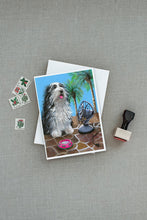 Load image into Gallery viewer, Bearded Collie Cool Summer Greeting Cards -  Blank Note Cards – 8-Pack of Artist-Designed Cards with Envelopes