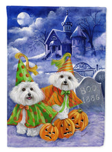 Load image into Gallery viewer, Bichon Frise Halloween Haunted House Garden Flag – Decorative Outdoor Yard Flag PPP3022GF